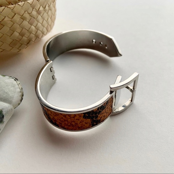 Faux snakeskin belt buckle bangle bracelet - Picture 2 of 6